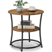 Songmics Bijzettafel met 2 planken, Vintage bruin