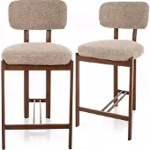 Signal Misaki eetkamerstoel, beige stof, metalen frame walnoot