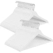Songmics Houten kledinghangers met inkepingen en draaibare haak, Wit / 50