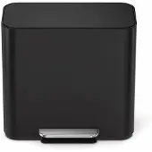 Simplehuman Mini pedaalemmer -15 L - met twee compartimenten - met zakkenrand - Mat zwart RVS
