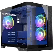 Modecom Volcano Panorama Apex ARGB 3F, grijs, ATX Midi-tower, 3x ARGB-ventilatoren, panoramisch glazen zijpaneel, voorpaneel met mesh-structuur