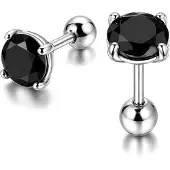 Mendes Heren oorbellen Black Royal King Crown Zilverkleurig-5mm
