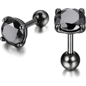 Mendes Heren oorbellen Black Royal King Crown Zwart-5mm