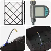 vidaXL - Tuin - Plantenbak - met - Irrigatie - en - Wielen - 2 - st - Bruin - PP