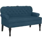 Super Merchant Bankje met rugleuning 119,5x64,5x75 cm fluweel blauw