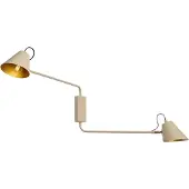QAZQA Moderne wandlamp taupe met goudkleurige binnenkant verstelbaar 2-lichts - Lune