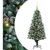 vidaXL Kunstkerstboom Groen 150 cm PVC en Staal en Kunststof