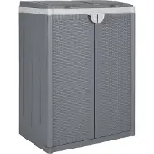 vidaXL Vuilnisbak met 2 deksels, grijs, 65x45x88 cm, PP