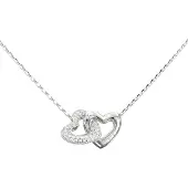 GUESS halsketting Beloved 16-18" Heart Links Necklace Rhodium zilverkleurig