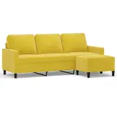 vidaXL Driezitsbank met voetenbank 180 cm fluweel geel