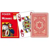 Modiano , 4 rohy, 100% plastic speelkaarten, rood