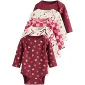Next Rompertje/body ecru / rosa / grenadine / kersrood