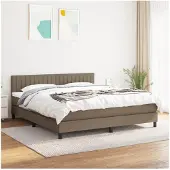 vidaXL Boxspring met matras stof taupe 180x200 cm