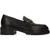 Manfield Zwarte leren loafers met gouden chain | Maat 40