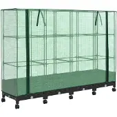 vidaXL Tuinschutting met Kasbedekking en Wielen 4 st Zwart PP