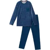 Woody Pyjama heren gestreept - marineblauw