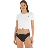 Tommy Hilfiger Damesonderbroeken van biologisch katoen met volledig logo (Zwart)
