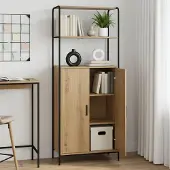 vidaXL Highboard Artisanaal eiken 40 x 33 x 161 cm Bewerkt hout