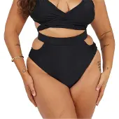 Brave Soul Dames/Dames Gestreept Hoog Taille Bikini Broekje (Zwart)