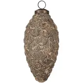 Clayre & Eef Kerstbal Overig Ø 7x15 cm Beige Grijs Glas Kerstballen