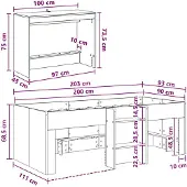 vidaXL Bedframe met Bureau 2 st Grijs Sonoma Bewerkt hout