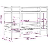 vidaXL Stapelbedframe zonder matras massief grenenhout 90x190 cm