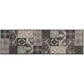 vidaXL Keuken Tapijt zwarte mozaïek 150 x 45 cm 100% Polyamide Wasbaar