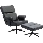 HOMCOM relaxfauteuil met voetenbankje, verstelbare hoofdsteun, ligfunctie, zwart