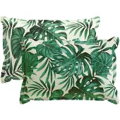vidaXL Kussensloop 2 st HOUTEN Bladpatroon 30 x 50 cm Polyester