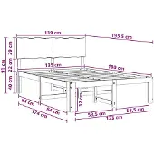 vidaXL Tweepersoonsbed met hoofdbord ROSTOCK Naturel 135 x 190 cm