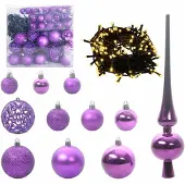 vidaXL Kerstbal Set met 300 LED 120 pcs Lila Kunststof