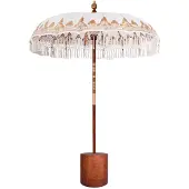 vidaXL Balinese parasol met basis Crème en bruin Ø 180-190 cm