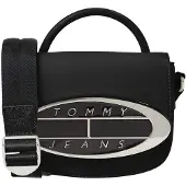 Tommy Hilfiger Schoudertas met ovaal logo, 0,75 l (Zwart)