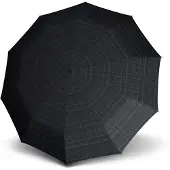 Knirps Paraplu Knirps extra groot Geruit Zwart Grijs met houten handvat - S770 - Dsn 113 cm - Lengte 90 cm