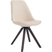 CLP bezoekersstoel Calais, vierkant, draaibaar, met hoekige houten poten, crème kleurig frame, walnootkleur