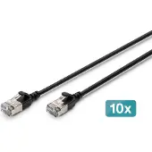Digitus DK-1632-A-050S-BL-10, 5 meter, Cat6a, F/FTP (FFTP), RJ-45, RJ-45, zwart