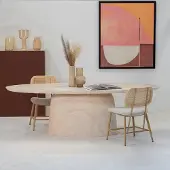 Giga Meubel Eettafel Myrna Ovaal Travertin 200cm