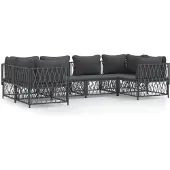 vidaXL 6-delige Loungeset met kussens staal antracietkleurig