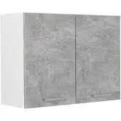 Vicco Glazen keukenkast R-Line, Beton/Wit, 80 cm