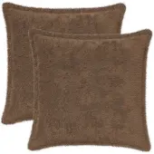 vidaXL Kussensloop 2 st HOUTEN Lichtbruin 35 x 35 cm Nep Konijnenbont
