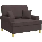 vidaXL Fauteuil met Kussens Donkerbruin Stof