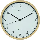 MAUL Grain houten wandklok met witte wijzerplaat (Ø 30 cm)