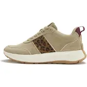 FitFlop Women F-Mode Flow Suede Leopard Trainers Cappuccino-Schoenmaat 36