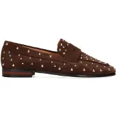 Manfield Donkerbruine suède loafers met studs | Maat 39