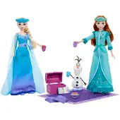 Disney Frozen Slaapfeestje van zussen - Modepoppen Anna Elsa en Olaf