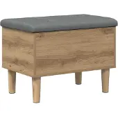 vidaXL Opbergbank met kussen Artisanaal eiken 62 x 42 x 46 cm