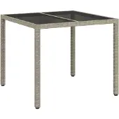 vidaXL Tuin Tafel Grijs 90 x 90 x 75 cm poly rattan