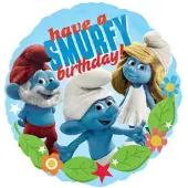 Amscan Smurfen happy birthday (verjaardag) folieballon mylarballon , 45 cm (niet opgeblazen)