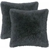 vidaXL Kussen 2 st HEERLEN Antraciet 35 x 35 cm PV Fleece