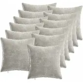 vidaXL Kussensloop 12 st HEERLEN Lichtgrijs 40 x 40 cm Chenille Stof